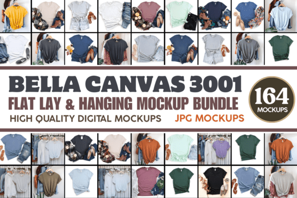 Download Bella Canvas 3001 Flat Lay Mockup Bundle - Flat lay Collection