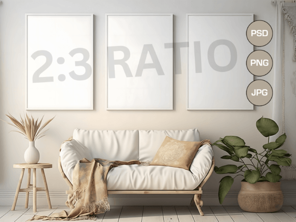 Download Set of 3 Mockup Frames, Boho Style, PSD - Set of 3 mockup Collection