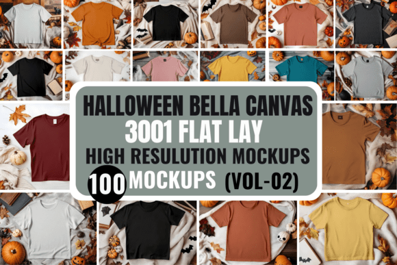 Download Halloween BC 3001 Flat Lay Mockup Bundle - Flat lay Collection