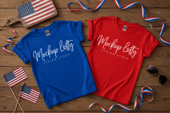 Download 4th of July Flat Lay T-shirt Mockup 44 - Flat lay Collection